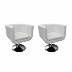 VidaXL Chaises de bar 2 pcs Blanc Similicuir