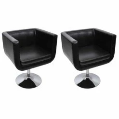 VidaXL Chaise de bar 2 pcs Cuir artificiel Noir