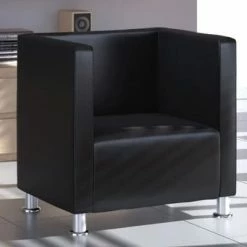 VidaXL Fauteuil cube Noir Similicuir -Fauteuils Soldes image 1 240068
