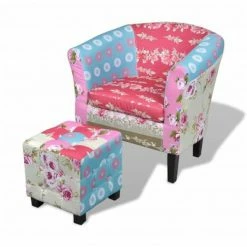 VidaXL Fauteuil avec repose-pied Design avec patchwork
