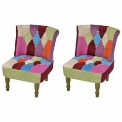 VidaXL Chaises en style français 2 pcs avec design de patchwork Tissu