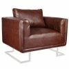VidaXL Fauteuil cube avec pieds chromés Marron Similicuir -Fauteuils Soldes image 1 240896