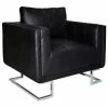 VidaXL Fauteuil cube avec pieds chromés Noir Similicuir