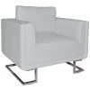 VidaXL Fauteuil cube avec pieds chromés Blanc Similicuir -Fauteuils Soldes image 1 241005