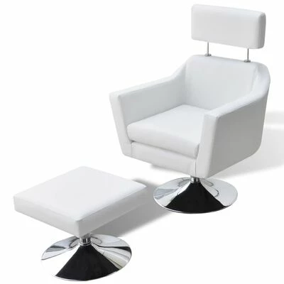 VidaXL Fauteuil TV Blanc Similicuir 3 VidaXL Fauteuil TV Blanc Similicuir
