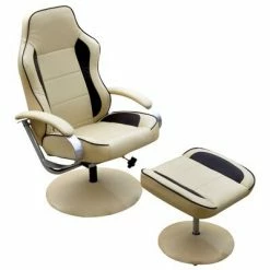 VidaXL Fauteuil avec repose-pied Blanc crème Similicuir