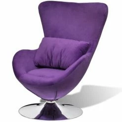 VidaXL Fauteuil pivotant en forme d’œuf avec coussin Violet Velours