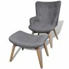 VidaXL Fauteuil avec repose-pied Gris Tissu 2 VidaXL Fauteuil avec repose-pied Gris Tissu -Fauteuils Soldes image 1 241673