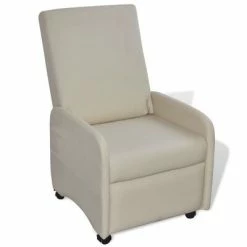 VidaXL Fauteuil pliable Crème Similicuir