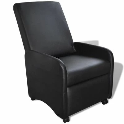 VidaXL Fauteuil pliable Noir Similicuir 3 VidaXL Fauteuil pliable Noir Similicuir