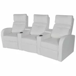 VidaXL Fauteuil inclinable à 3 places Cuir synthétique Blanc