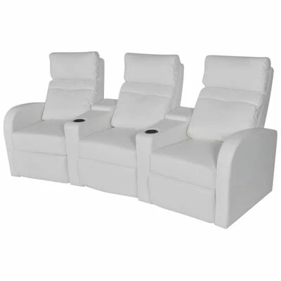 VidaXL Fauteuil inclinable à 3 places Cuir synthétique Blanc 3 VidaXL Fauteuil inclinable à 3 places Cuir synthétique Blanc