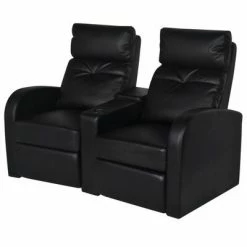 VidaXL Fauteuil inclinable à 2 places Cuir synthétique Noir