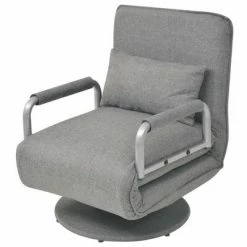 VidaXL Fauteuil pivotant et canapé-lit Gris clair Tissu
