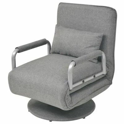VidaXL Fauteuil pivotant et canapé-lit Gris clair Tissu 3 VidaXL Fauteuil pivotant et canapé-lit Gris clair Tissu