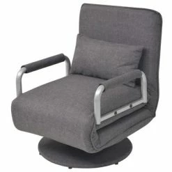 VidaXL Fauteuil pivotant et canapé-lit Gris foncé Tissu
