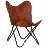 VidaXL Chaise papillon Marron Taille pour enfants Cuir véritable 2 VidaXL Chaise papillon Marron Taille pour enfants Cuir véritable -Fauteuils Soldes image 1 246384