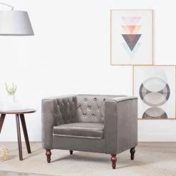 VidaXL Fauteuil Gris Velours -Fauteuils Soldes image 1 247014