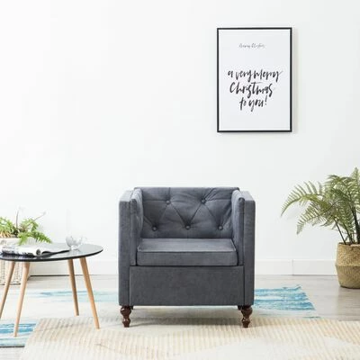 VidaXL Fauteuil Gris Tissu 4 VidaXL Fauteuil Gris Tissu – Image 2