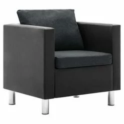 VidaXL Fauteuil Noir et gris foncé Similicuir