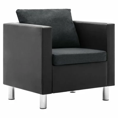 VidaXL Fauteuil Noir et gris foncé Similicuir 3 VidaXL Fauteuil Noir et gris foncé Similicuir