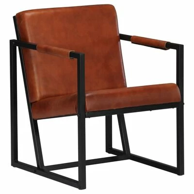 VidaXL Fauteuil Marron Cuir véritable 3 VidaXL Fauteuil Marron Cuir véritable