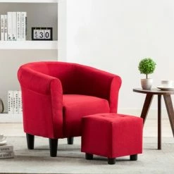 VidaXL Fauteuil Rouge bordeaux Tissu -Fauteuils Soldes image 1 248025