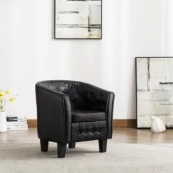 VidaXL Fauteuil Noir Similicuir 9 VidaXL Fauteuil Noir Similicuir -Fauteuils Soldes image 1 248039