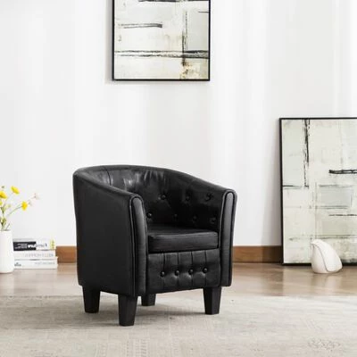 VidaXL Fauteuil Noir Similicuir 4 VidaXL Fauteuil Noir Similicuir – Image 2