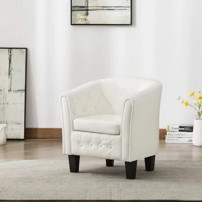 VidaXL Fauteuil Blanc Similicuir 4 VidaXL Fauteuil Blanc Similicuir – Image 2