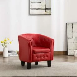 VidaXL Fauteuil Rouge Similicuir 9 VidaXL Fauteuil Rouge Similicuir -Fauteuils Soldes image 1 248044