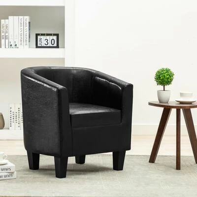 VidaXL Fauteuil Noir Similicuir 4 VidaXL Fauteuil Noir Similicuir – Image 2