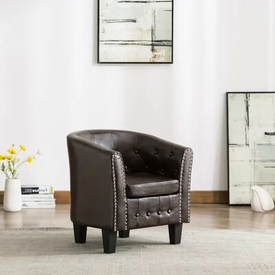 VidaXL Fauteuil Marron Similicuir 4 VidaXL Fauteuil Marron Similicuir – Image 2