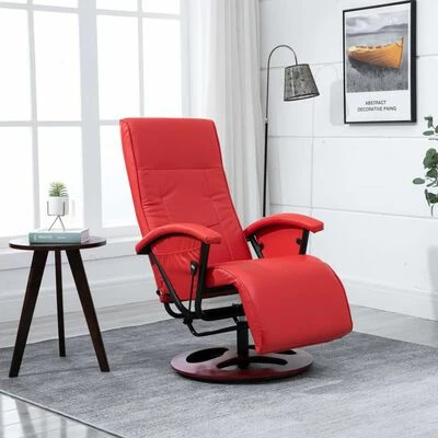 VidaXL Fauteuil TV pivotant Rouge Similicuir 4 VidaXL Fauteuil TV pivotant Rouge Similicuir – Image 2