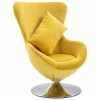 VidaXL Fauteuil pivotant en forme d’œuf avec coussin Jaune Velours