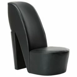 VidaXL Chaise en forme de chaussure à talon haut Noir Similicuir