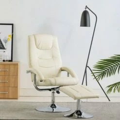 VidaXL Fauteuil inclinable avec repose-pied Blanc crème Similicuir -Fauteuils Soldes image 1 248656