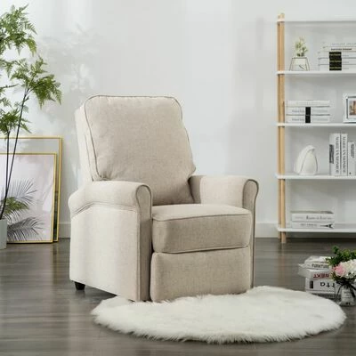 VidaXL Fauteuil inclinable TV Crème Tissu 4 VidaXL Fauteuil inclinable TV Crème Tissu – Image 2