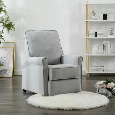 VidaXL Fauteuil inclinable TV Gris clair Tissu 4 VidaXL Fauteuil inclinable TV Gris clair Tissu – Image 2