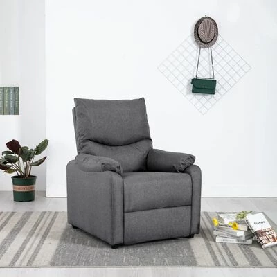VidaXL Fauteuil TV Gris foncé Tissu 4 VidaXL Fauteuil TV Gris foncé Tissu – Image 2