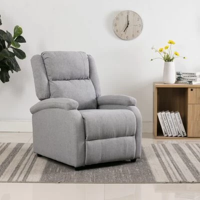 VidaXL Fauteuil inclinable TV Gris clair Tissu 4 VidaXL Fauteuil inclinable TV Gris clair Tissu – Image 2