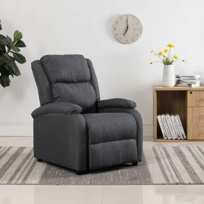 VidaXL Fauteuil inclinable TV Gris foncé Tissu 4 VidaXL Fauteuil inclinable TV Gris foncé Tissu – Image 2