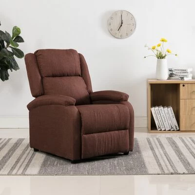 VidaXL Fauteuil inclinable TV Marron Tissu 4 VidaXL Fauteuil inclinable TV Marron Tissu – Image 2