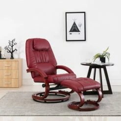 VidaXL Fauteuil inclinable avec repose-pied Rouge bordeaux Similicuir -Fauteuils Soldes image 1 248705