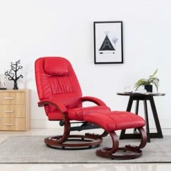 VidaXL Fauteuil inclinable avec repose-pied Rouge Similicuir 9 VidaXL Fauteuil inclinable avec repose-pied Rouge Similicuir -Fauteuils Soldes image 1 248706