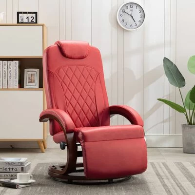 VidaXL Fauteuil inclinable TV Rouge Similicuir 4 VidaXL Fauteuil inclinable TV Rouge Similicuir – Image 2