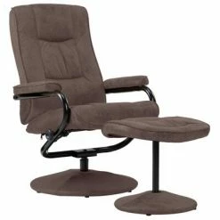 VidaXL Fauteuil TV avec repose-pied Marron Similicuir daim