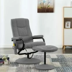 VidaXL Fauteuil de massage inclinable avec repose-pied Gris clair Tissu -Fauteuils Soldes image 1 249315