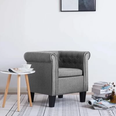 VidaXL Fauteuil avec coussin Gris clair Tissu 4 VidaXL Fauteuil avec coussin Gris clair Tissu – Image 2