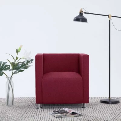 VidaXL Fauteuil cube Rouge bordeaux Tissu 4 VidaXL Fauteuil cube Rouge bordeaux Tissu – Image 2